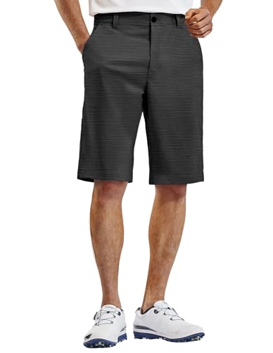 PULI Mens Shorts Casual 12" Golf Hybrid Lightweight Stretch Travel Hiking Quick Drying with Pockets Black 30