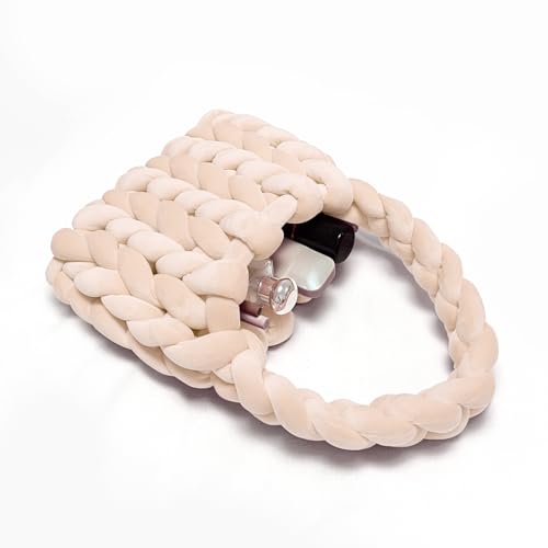 WKLOUYHE Woven Bags for Women Woven Handbag Handmade Totes Shoulder Bag Trendy Purse Gift for Women Beige