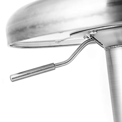 COSTWAY Bar Stool, Modern Swivel Adjustable Height Barstool with Footrest, Stainless Steel Round Top Bar Height Barstools for Pub Bistro Kitchen Dining