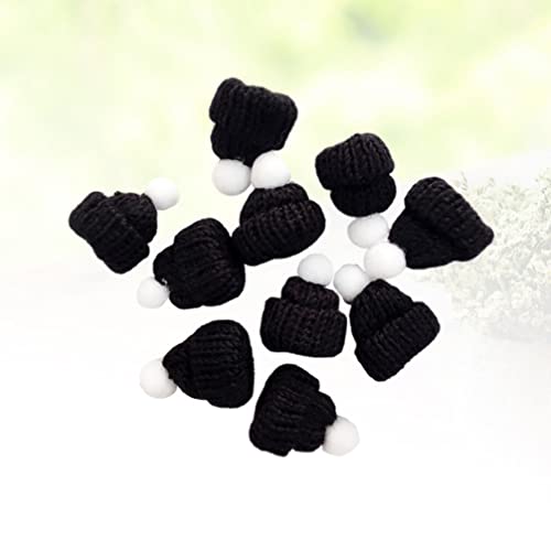 PRETYZOOM Christmas Knitting Hats - Santa Doll Hat, Lollipop Hats, Wine Bottle Hat for DIY Craft Decoration (10pcs, Black)