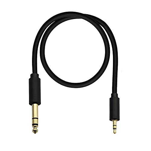 GINTOOYUN 6.35mm TRS to 3.5mm TRS Stereo Audio Cable,6.35 1/4" Male to 3.5 1/8" Male Aux Jack Adapter for Guitar,Laptop,Piano,Smartphones,Amplifiers,Home Theater Devices,etc. (Black-0.5M)