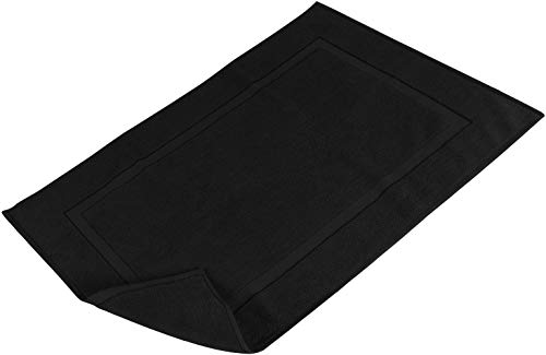 Utopia Towels Cotton Banded Rug, Bath Mats, [Not a Bathroom Rug], 21x34 Inches, 100% Ring Spun Cotton - Highly Absorbent and Machine Washable Shower Bathroom Floor Mat, Black, 2 Pack