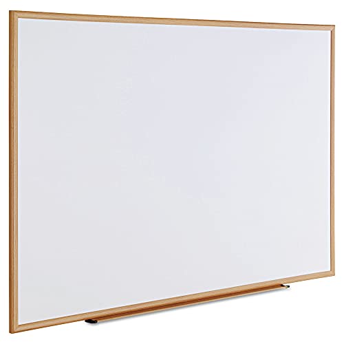 Universal Dry Erase Marker Board, Melamine, 72 x 48, Oak Wood Frame