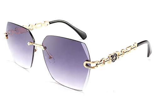 FEISEDY Classic Rimless Sunglasses Women Metal Frame Diamond Cutting Lens Sun Glasses B2567