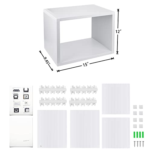 BAFAT Floating Wall Cube Shelves,Deep in 9" 45 Large White Box Shelf for Wall Storage,Floating Bookshelf,Cubby Storage Organizer for Bedroom,Bathroom, Living Room, Kitchen,Office(White)