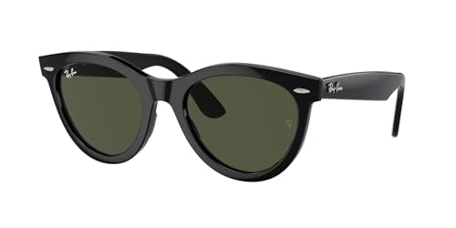 Ray-Ban RB2241 Wayfarer Way Round Sunglasses, Black/Green, 51 mm