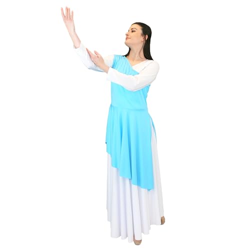 Danzcue Women’s Asymmetrical Dance Tunic Praise Dance Tunic for Women (White Dress Not Included), Scarlet, Large-X-Large