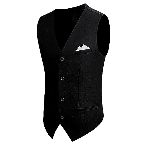 MAGE MALE Mens 3 Piece Suits Slim Fit Tuxedo Suit Set Soild Prom Wedding Suits One Button Blazer Vest Pants Set with Bow Tie Black