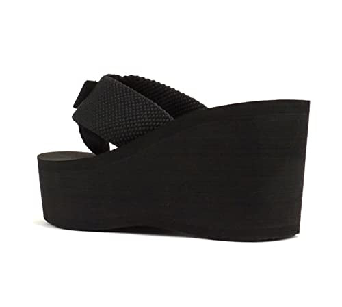 Soda Womens Oxley-S Flip Flop Sandals,Black Pu,6.5