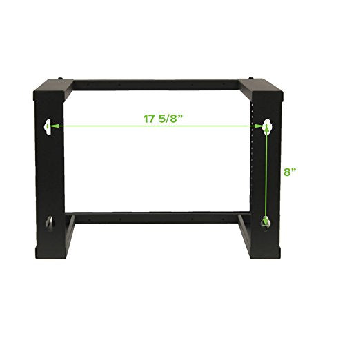 NavePoint 6U Wall Mount Open Frame 19 Inch Server Equipment Rack Threaded 16 inch Depth Black