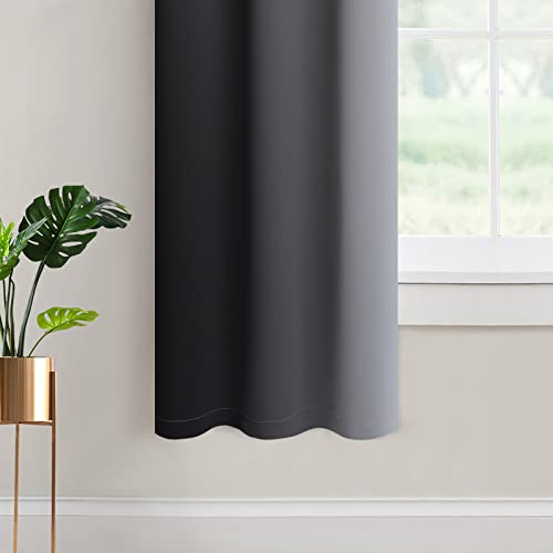 Yakamok Room Darkening Ombre Curtains 84 Inch Length, Black and Greyish White Thermal Insulated Gradient Color Curtains,Light Blocking Grommet Window Drapes for Bedroom,62 Inch Width,2 Panels