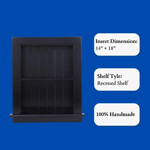 Potter-Island 14 x 18 Medicine Cabinet Recessed, Wall Niche, Bathroom Wall Cabinet, 3-Tier, Between Studs Shelving for Drywall, Black