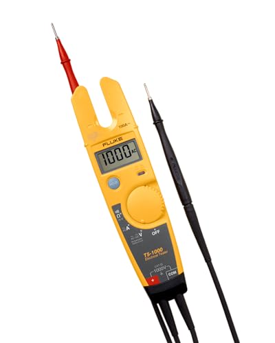 Fluke T5-1000 Voltage, Continuity and Current Tester, OpenJaw Design For Current Measurements Without Metallic Contact, Includes Detachable Slim Reach Probe Tips, Auto Selects AC or DC Voltage