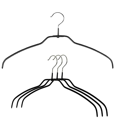 Mawa Reston Lloyd Silhouette Ultra-Thin Series, Non-Slip Space Saving Shirt Hanger, Style 42/FT, Pack of 4, Black