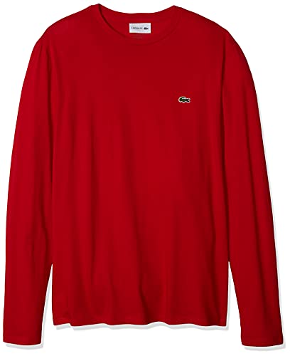 Lacoste Men's Long Sleeve Jersey Pima Regular Fit Crewneck T-Shirt, Silver Heathered, XS