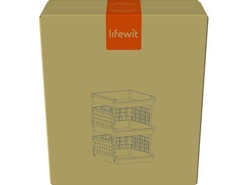 Lifewit Plastic Stackable Storage Baskets, 3 Tier Stacking Bins for Closet Wardrobe, Playroom, Kitchen and Pantry Organization, Large Capacity Multi-Functional Storage Containers Shelves, White