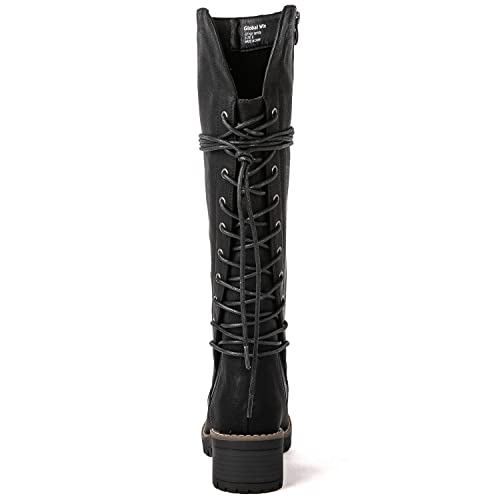 GLOBALWIN Women’s Black Lace Up Back Boots Knee High Boots Fashion Boots For Women 11M
