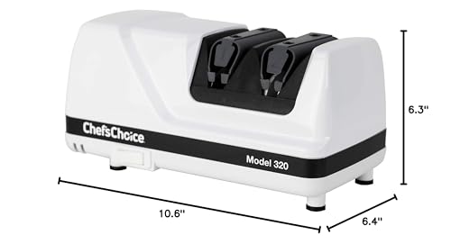 Chef'sChoice FlexHone/Strop Professional Electric Knife Sharpener 20-Degree Straight-Edge and Serrated Knives, 2-Stage, White