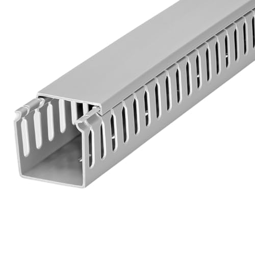 Kable Kontrol Wire Duct Open Slot Cable Raceway - 3” Width x 3” Height - 6.5 feet Long - 8 Pcs/Pack – Gray – PVC Wiring Trough Wire Cover Cord Hider for Under Desk Industrial Cable Management