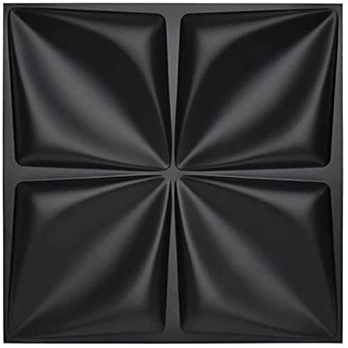 Art3d Matt Black 3D Wall Panel PVC Flower Design Cover 3 Sq Meter, for Interior Wall Décor in Living Room,Bedroom,Lobby,Office,Shopping Mall