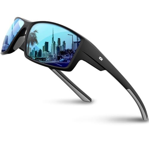 RIVBOS Polarized Sports Sunglasses Driving Glasses Shades for Men Women Tortoiseshell Frame for Cycling Baseball RBS861 (RBS861 Tortoiseshell grey lens)