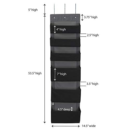 Household Essentials Black 6 Pouch Fabric Over The Door Organizer