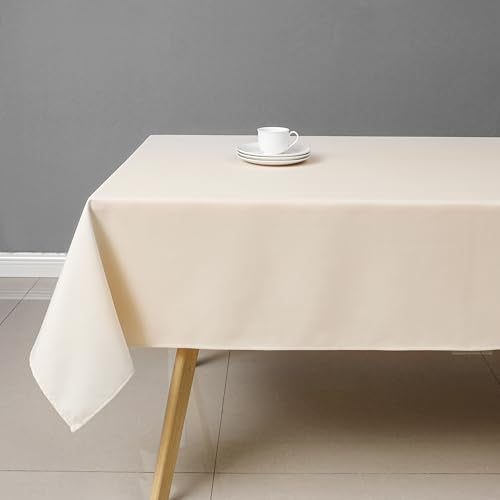 Wewoch Beige Rectangle Tablecloth Wrinkle Resistant Washable Fabric Table Cloth for Dining,Kitchen, Parties Weddings and Outdoor Use 60 Inch by 84 Inch