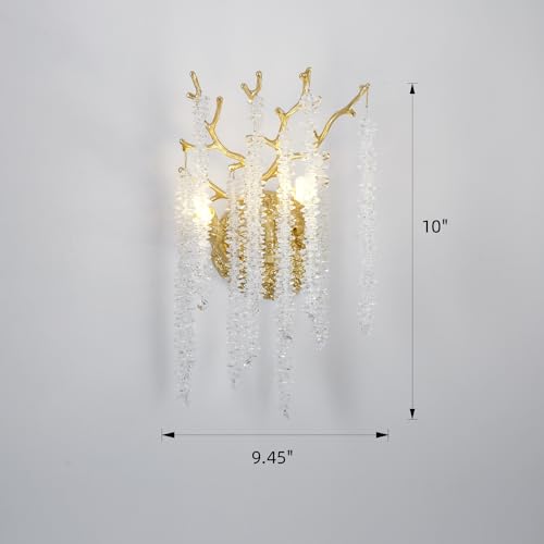 kvtinmty Modern Crystal Wall Sconce, Silver Tree Branches Sconces Wall Lighting, Farmhouse Wall Sconce Luxury Bathroom Wall Lights Wall Sconces for Living Room, Bedroom