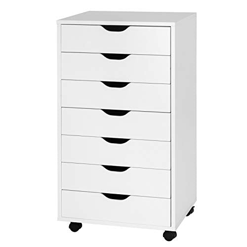 Giantex 5-Drawer Storage Cabinet, Mobile Lateral File Cabinet with Drawers, Wheels, Rolling Chest of Drawers, 19.5" x 16" x 25.5" for Office Under Desk Living Room, Study