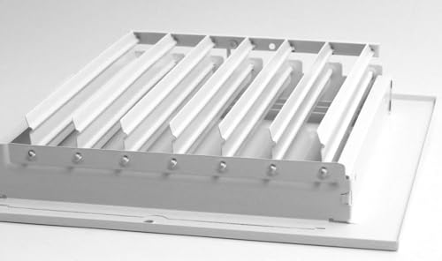 8"w X 8"h 4-Way AIR SUPPLY GRILLE - VENT COVER & DIFFUSER - Flat Stamped Face - White [Outer Dimensions: 9.75"w X 9.75"h]