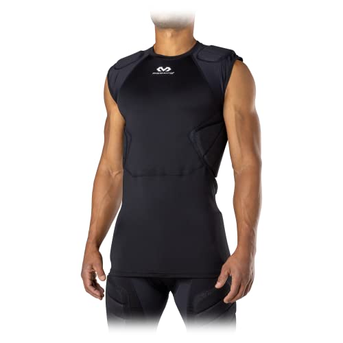 McDavid Rival Integrated 5-Pad Shirt, Comfort & Protection from Hard Objects, Lightweight & Breathable, Great for Football & Lacrosse (Adult) Black