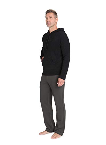 Barefoot Dreams CozyChic Men’s Pullover Hoodie, Light Sweater, Black, Small