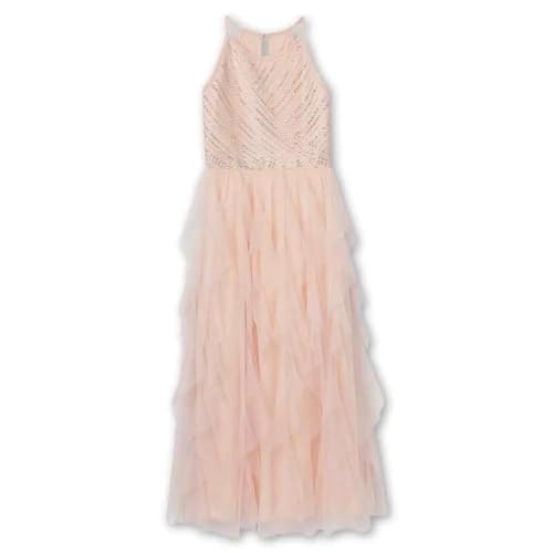 Speechless Girls' Sleeveless Maxi Party Dress with Corkscrew Skirt, Blush, 7