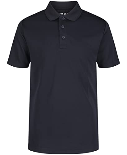 IZOD Boys' School Uniform Adaptive Short Sleeve Polo Shirt, Velcro Closure & Faux Buttons, Moisture Wicking Material, Navy Performance, 4-5