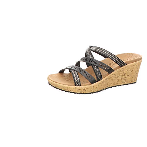 Skechers Women's Beverlee-Tiger Posse Wedge Sandal, White, 9 W