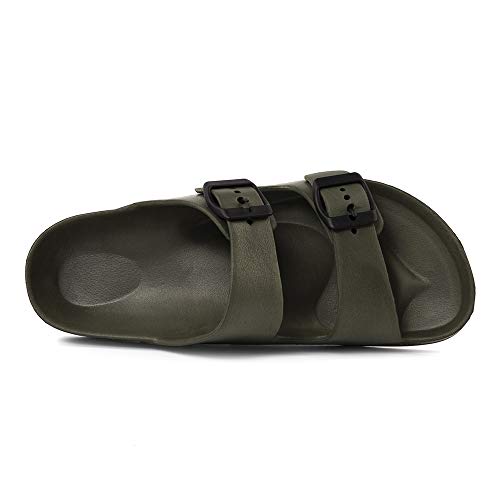 FUNKYMONKEY Women's Comfort Slides Double Buckle Adjustable EVA Flat Sandals (11 M US, Flamingo/Sandals)