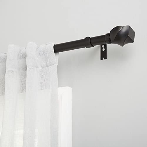 Exclusive Home Twist 1" Window Curtain Rod and Finial Set, Adjustable 36"-72", Matte Black