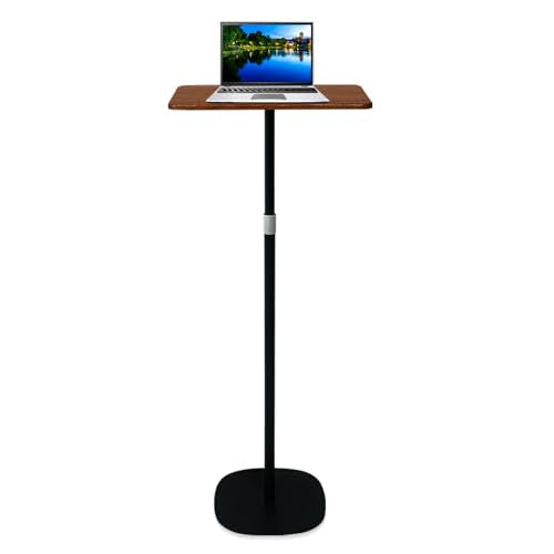 POLESTO Portable Laptop Floor Stand, Bedside/Sofa Table with Height Adjustable 18''~47'', Stylish Movable Workstation Floor Standing Desk for Office, Meeting Room, Living Room Easy Assembly, Black
