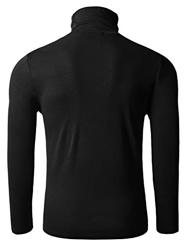 TAPULCO Mens Cotton Turtleneck Long Sleeve Shirts Slim Fitted Soft Stretchy Solid Color Casual Daily Tee Business Work Wear Basic T-shirts Apricot Medium