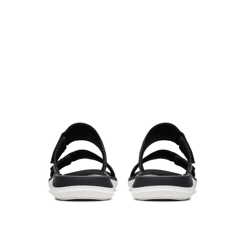 Clarks Women's Glide Joy Slide Sandal, Black Synthetic, 5