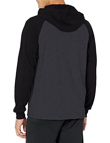 Russell Athletic Men's Essential Cotton Hoodie Shirt, Black Heather/Black, Small