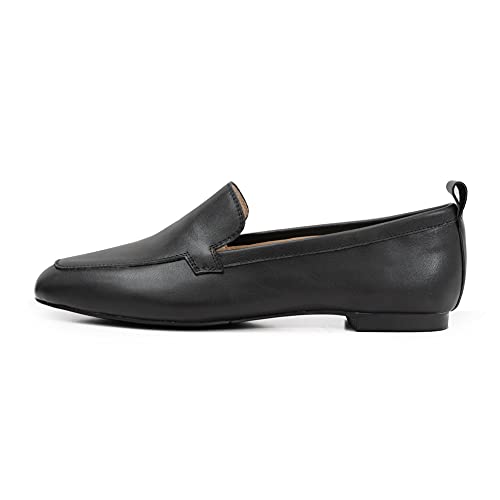 ONEENO Women's Casual Black Leather Flat Loafer 5.5 M US