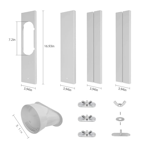 DSHFKLX Portable Air Conditioner Window Vent Kit with 5.1” Diameter Hose for Exhaust Hose Adapter for Adjustable Universal AC Panel Seal Plates for Sliding Window (Dia 5.1 Inchs)