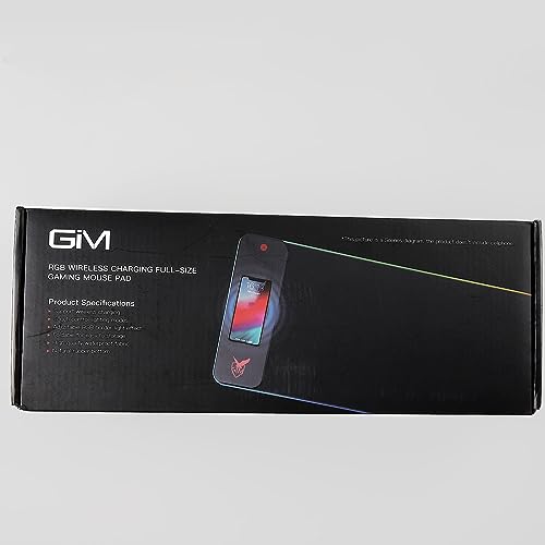 GIM RGB Gaming Mouse Pad with 15W Wireless Charging, LED Mouse Pad with 10 Light Modes, Extra Large Mousepad 800x300x4MM, Non-Slip Rubber Base Computer Keyboard Mat for Gaming, Desk (Big Logo)