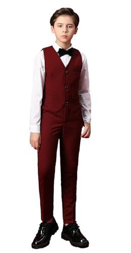 Yanlu Boys Black Formal Suit Kids Tuxedo Ring Bearer Outfit Slim Fit Dresswear Teen Youth Graduation Suit with Blazer Vest Pants Shirt Tie Suit Size 20