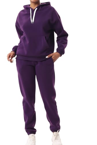 LeeHanTon Women Tracksuit Oversize 2 Pieces Outfit Casual Long Sleeve Sweatsuits Set with Pocket