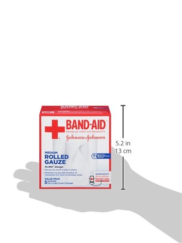 Band-Aid Brand of First Aid Products Flexible Rolled Gauze Dressing for Minor Wound Care, Soft Padding and Instant Absorption, 3 Inches by 2.1 Yards, Value Pack 5 ct