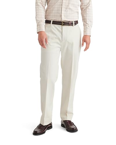 Dockers Men's Straight Fit Signature Iron Free Khaki with Stain Defender Pants (Regular and Big & Tall), (New) Egret, 36W x 29L