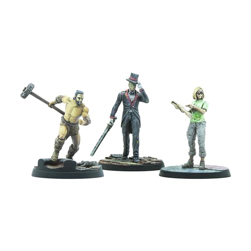 Modiphius: Fallout: Wasteland Warfare - Survivors Park Personalities - 3 Miniatures, 32mm Multi-Part Resin Unpainted Figures, RPG, Scenic Bases