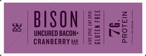 EPIC Bison Bacon Cranberry Bars, Grass-Fed, 12 Count Box 1.3oz bars